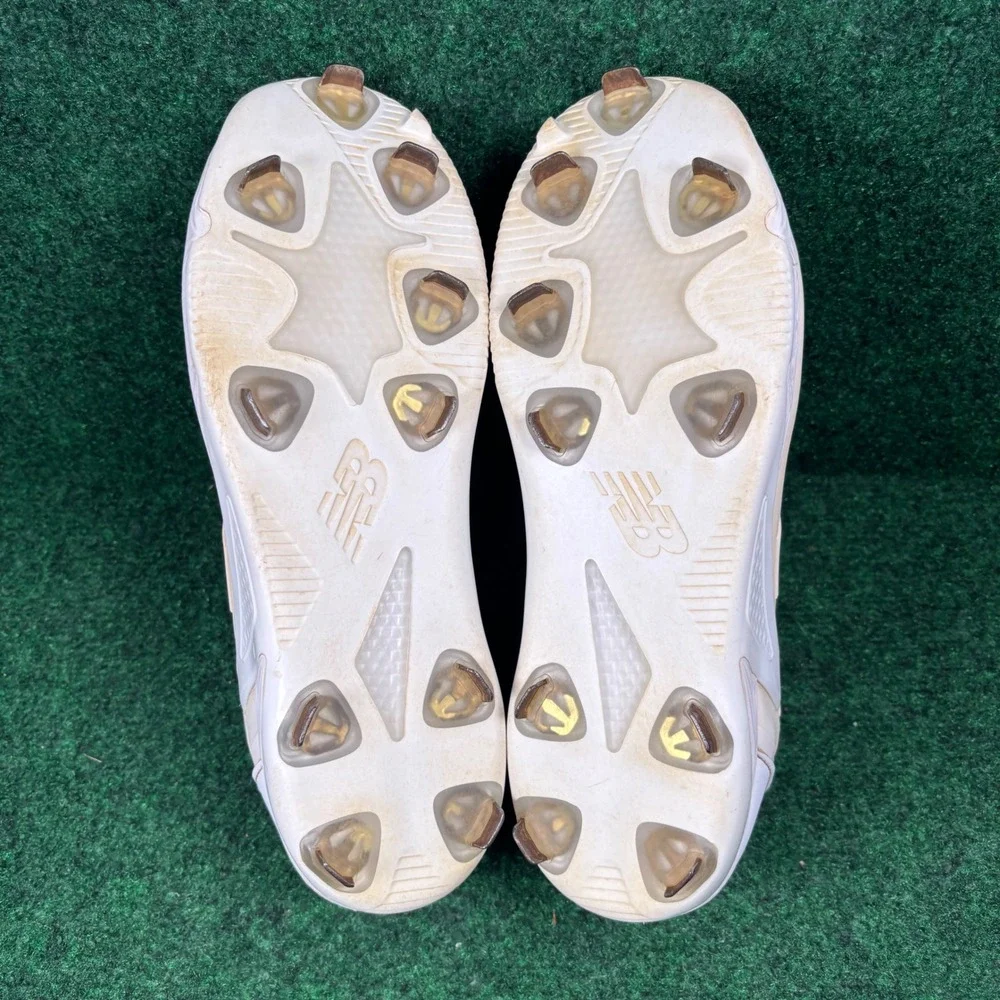 New Balance 4040v6 Metal Baseball Cleats Mens 11 Cream Gold MSHOWT1 Mid Cut